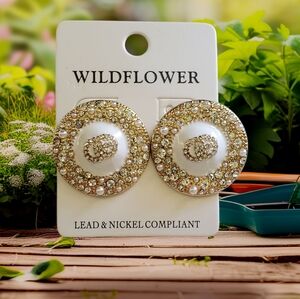 Classic Rhinestone & Pearl Stud Earrings